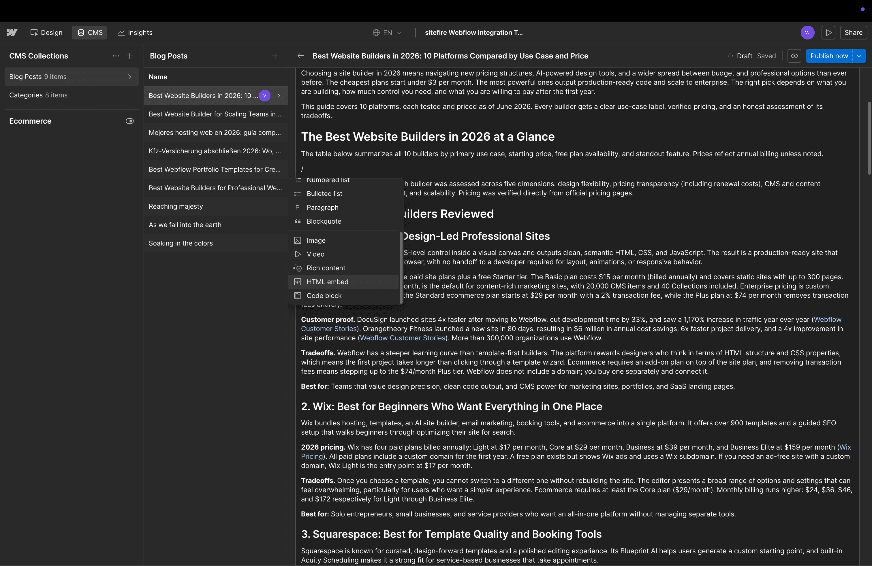 Add an HTML Embed component